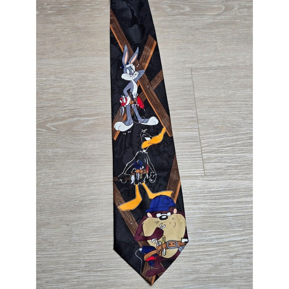 Vintage Looney Tunes Necktie Bugs Bunny Daffy Duck Taz 1996 Cartoon Tie